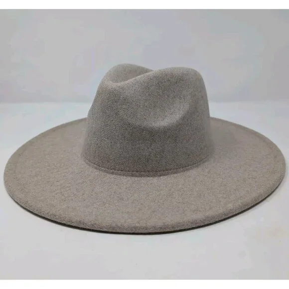 Light Tan Beige WIDE BRIM FELT HAT WESTERN COWBOY FESTIVAL BOHO - Picture 1 of 5